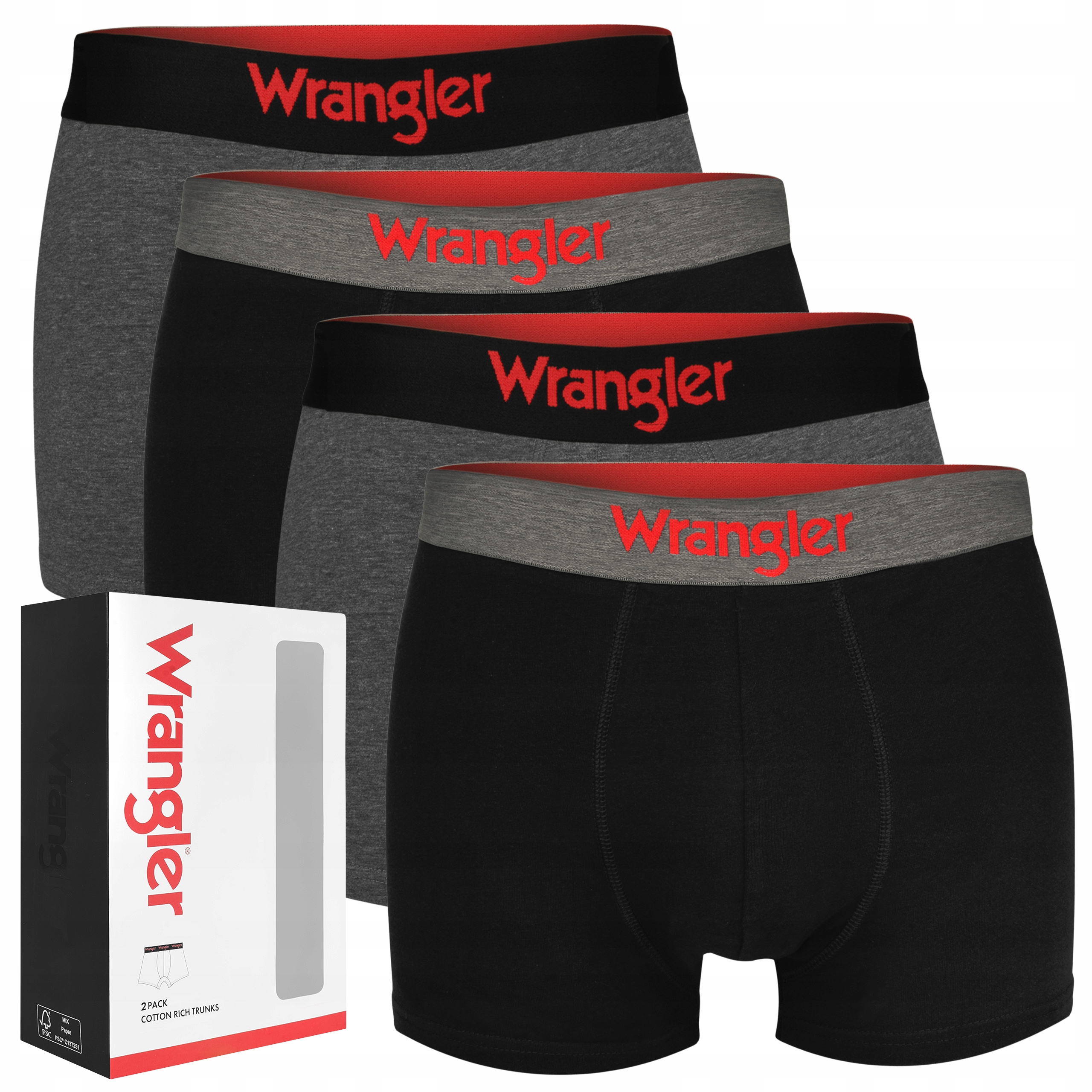 Wrangler Sada pánských boxerek 22055 Šedá Bavlna 4 balení Vel XXL