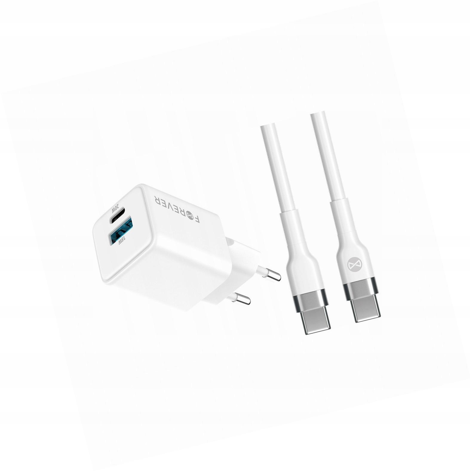 Szybka ładowarka GaN 20W 2 wejścia Usb i Usb-c z kablem do Lg K42