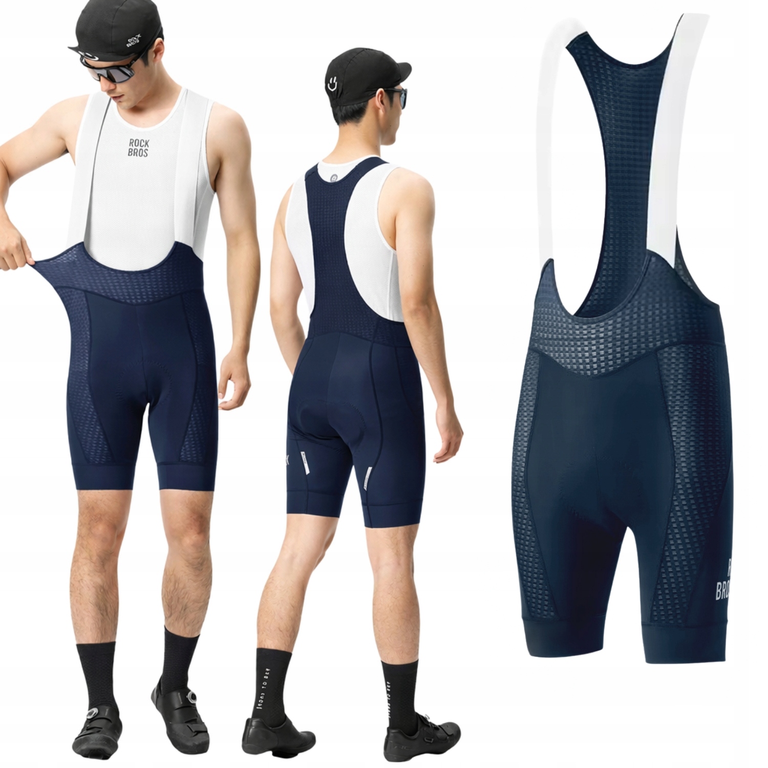 Spodenki Rowerowe Kolarskie Krótkie Z Szelkami Męskie Z Wkładką XL Rockbros