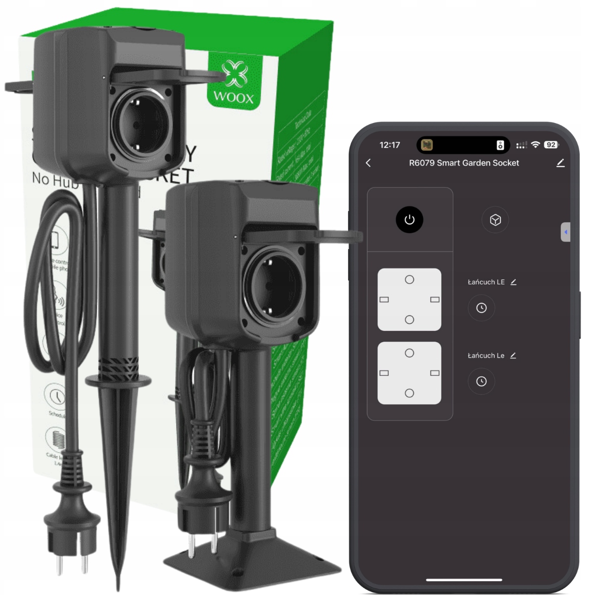 Gniazdko Zewnętrzne Ogrodowe Wifi Smart Tuya Podwójne Wodoodporne Woox