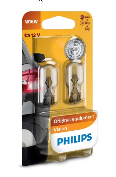 

Żarówki Philips W16W Vision 12V 16W W16W 2 Sztk