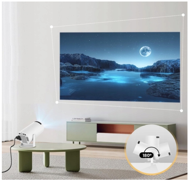 PROJEKTOR RZUTNIK ANDROID TV WIFI FULL HD PRZENOŚNY SMART GŁOŚNIK OBROTOWY Marka inna