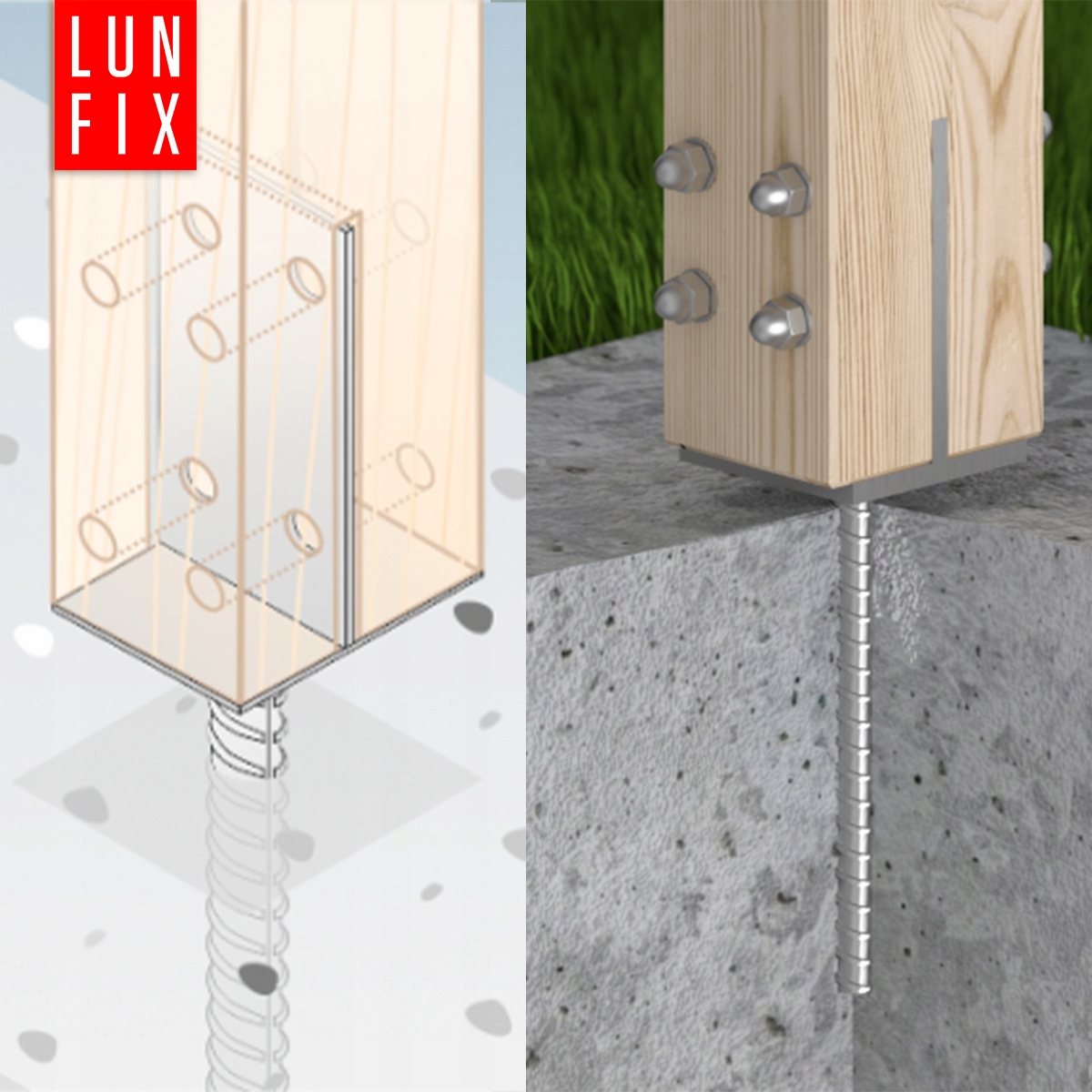 Podstawa słupa ogrodzeniowego wpuszczana do wmurowania 70mm 1szt. Producent Lunfix