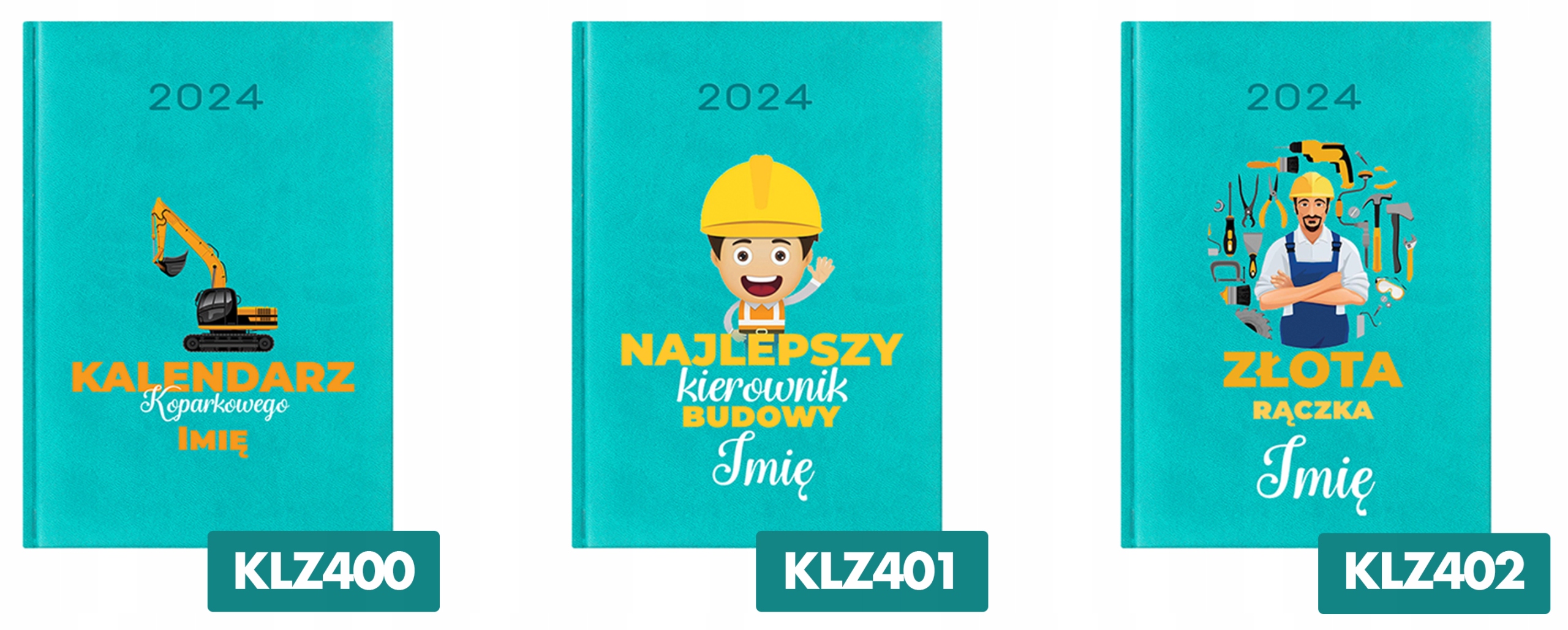 Kalendarz 2024 Turkus Dla Najlepszego DJ IMIĘ Wz Kolor dominujący odcienie niebieskiego