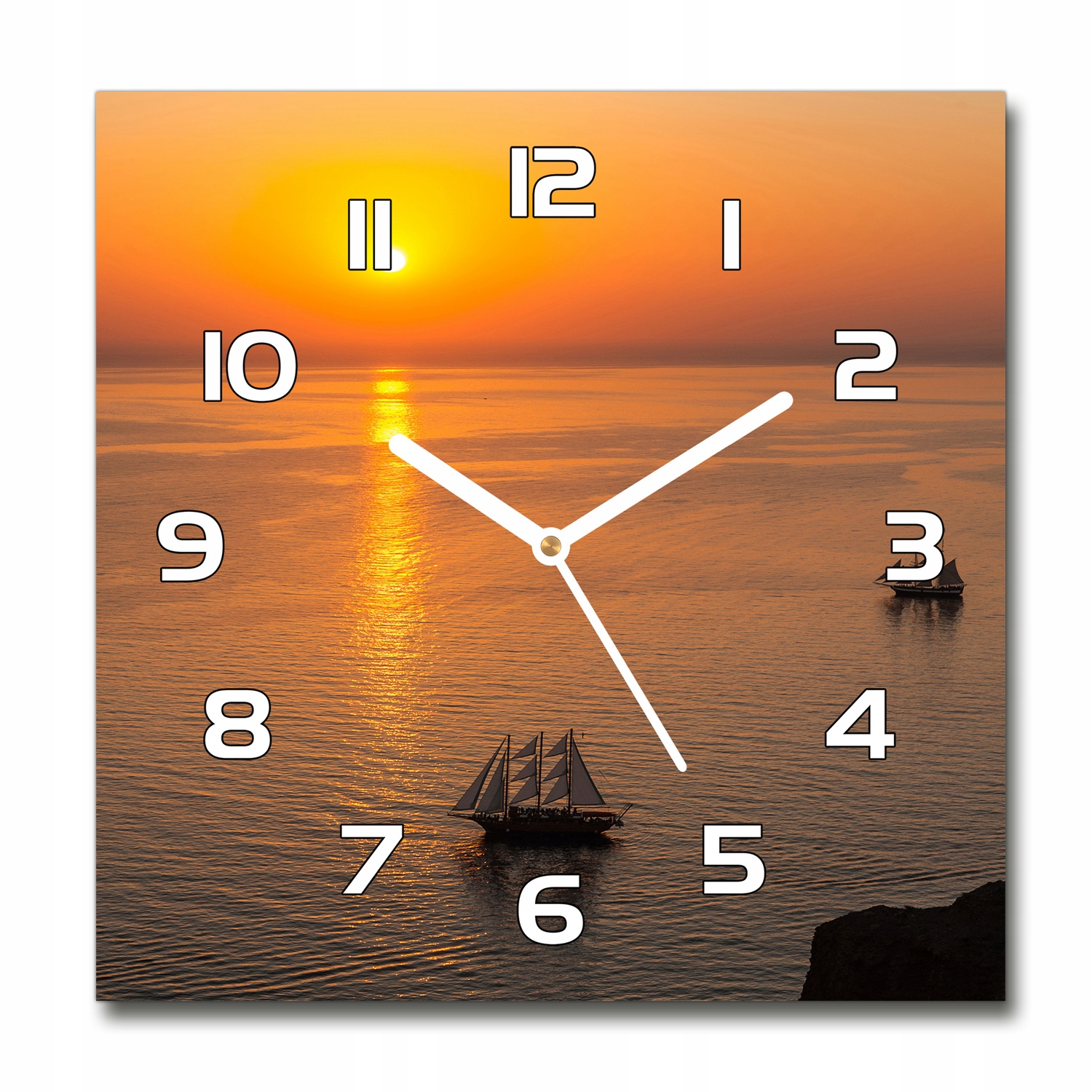 

Zegar szklany na ścianę Zachód słońca morze 30x30