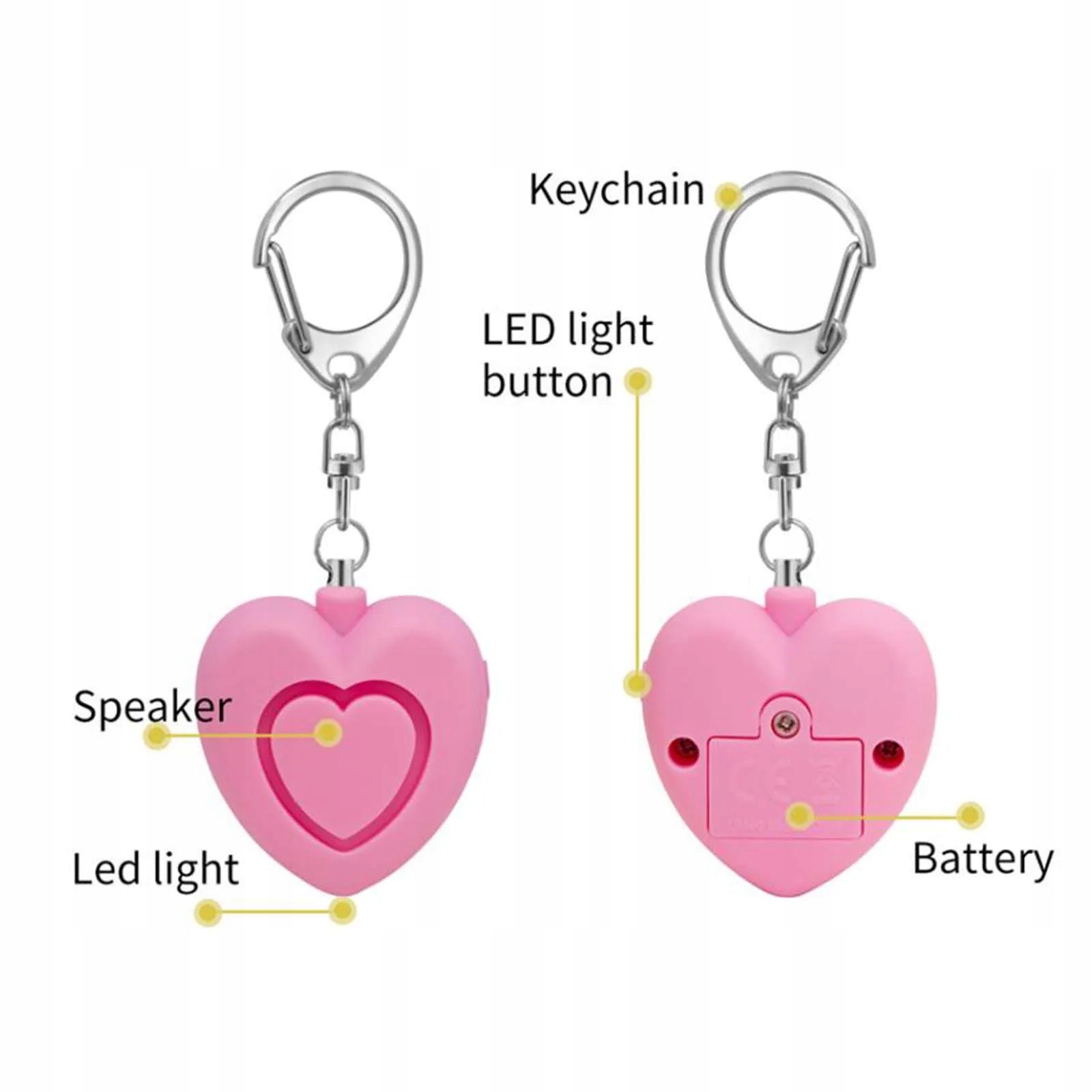 Safe Personal Alarm 130DB with LED Night Light Emergency Safety Alarm Długość/wysokość 1 cm