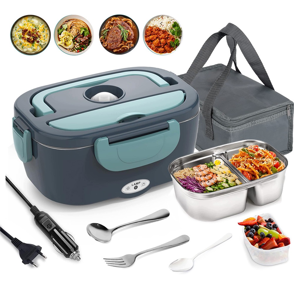 Elektrický Obědový Box Nahřívač Obědů Součástí Balení Lžíce Vidlička 1,5 L