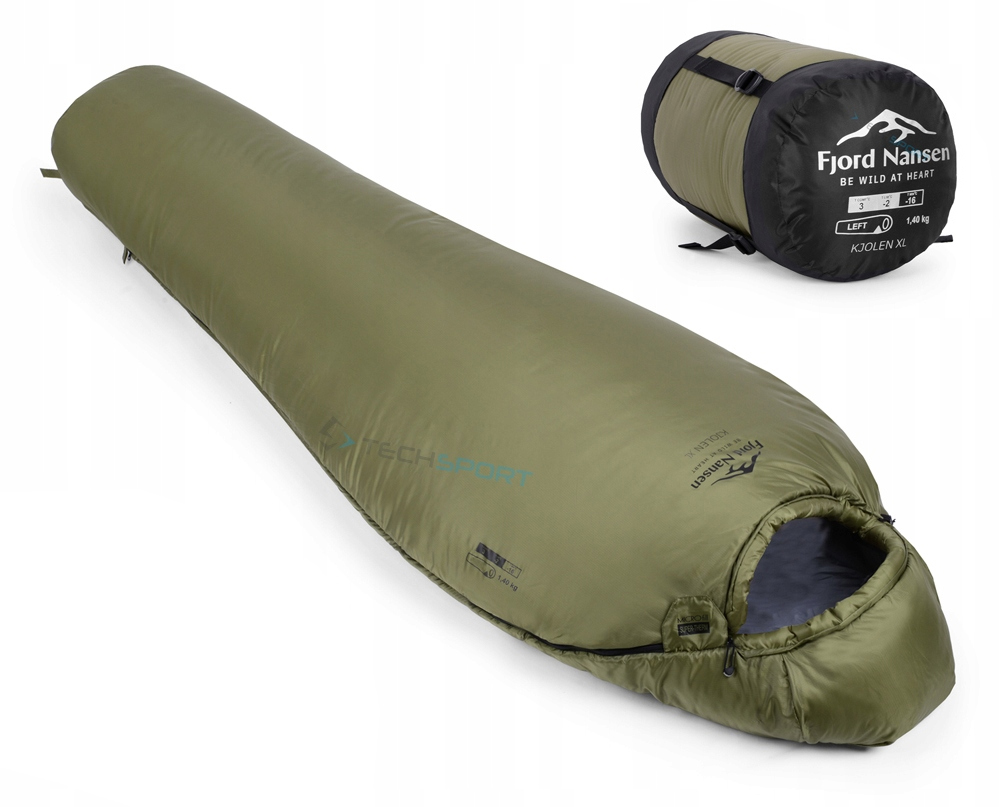 Teplý Spací Pytel Fjord Nansen Kjolen XL Do -16 °C 1,4 Kg Oliva Levý