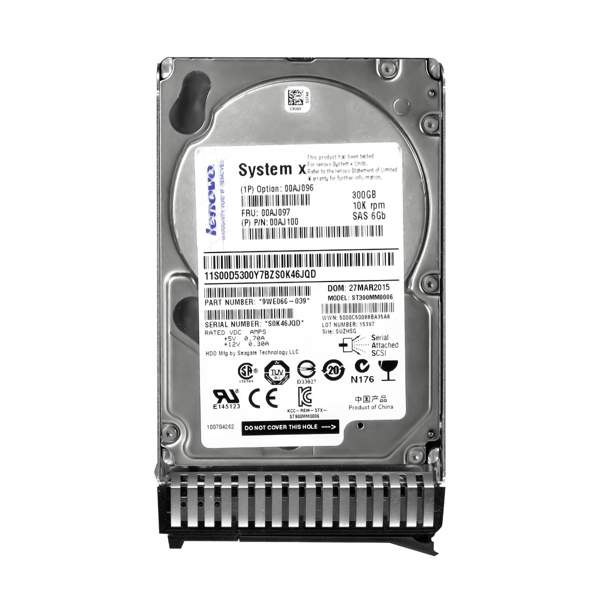 Lenovo 00AJ097 00AJ100 300 Gb 10K 64 Mb SAS-2 2.5" Hdd disk