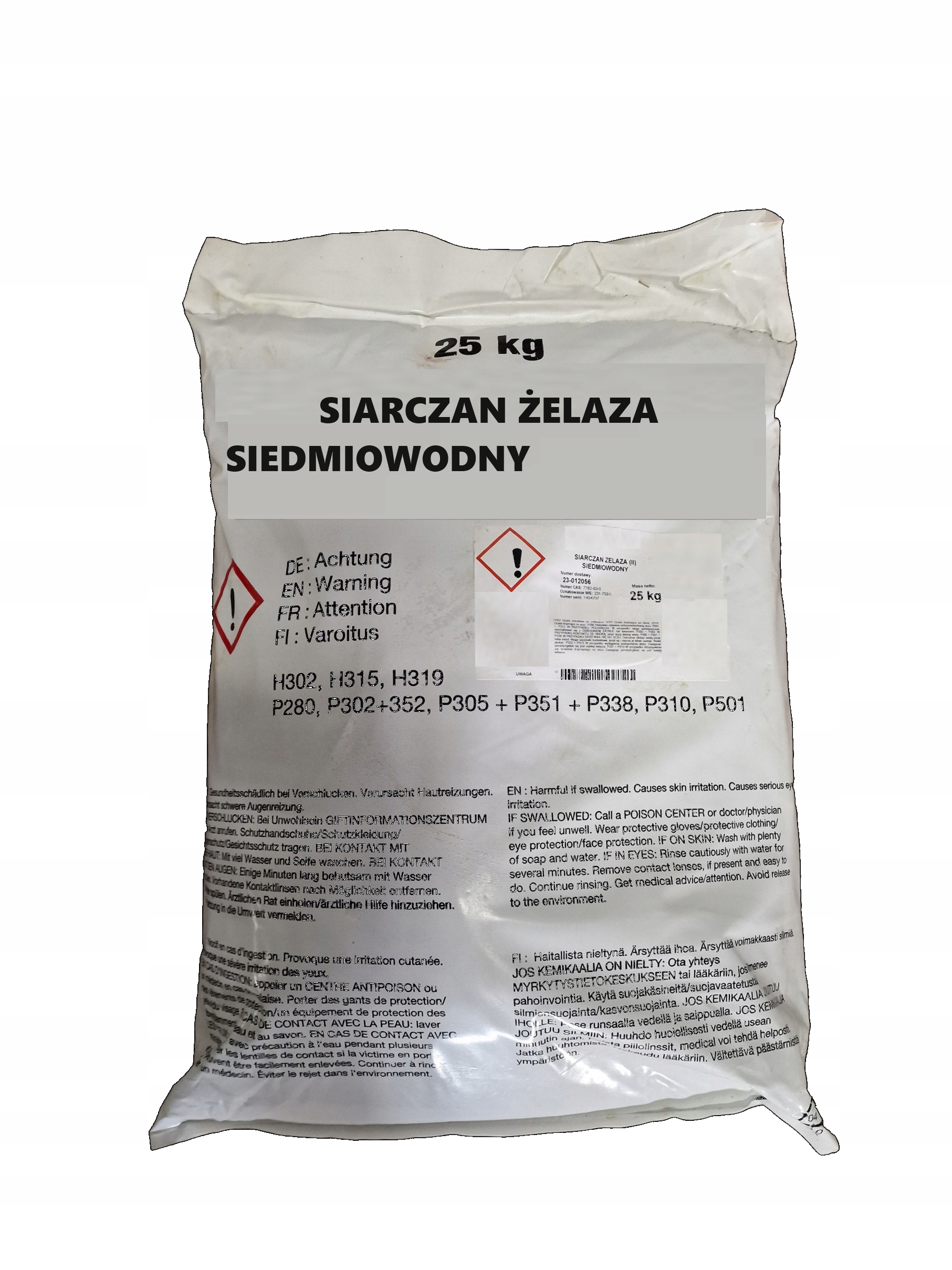 Síran Železnatý 7H2O 25 kg Nehrudkovaná sypká chemická sloučenina, vzduchotěsná.