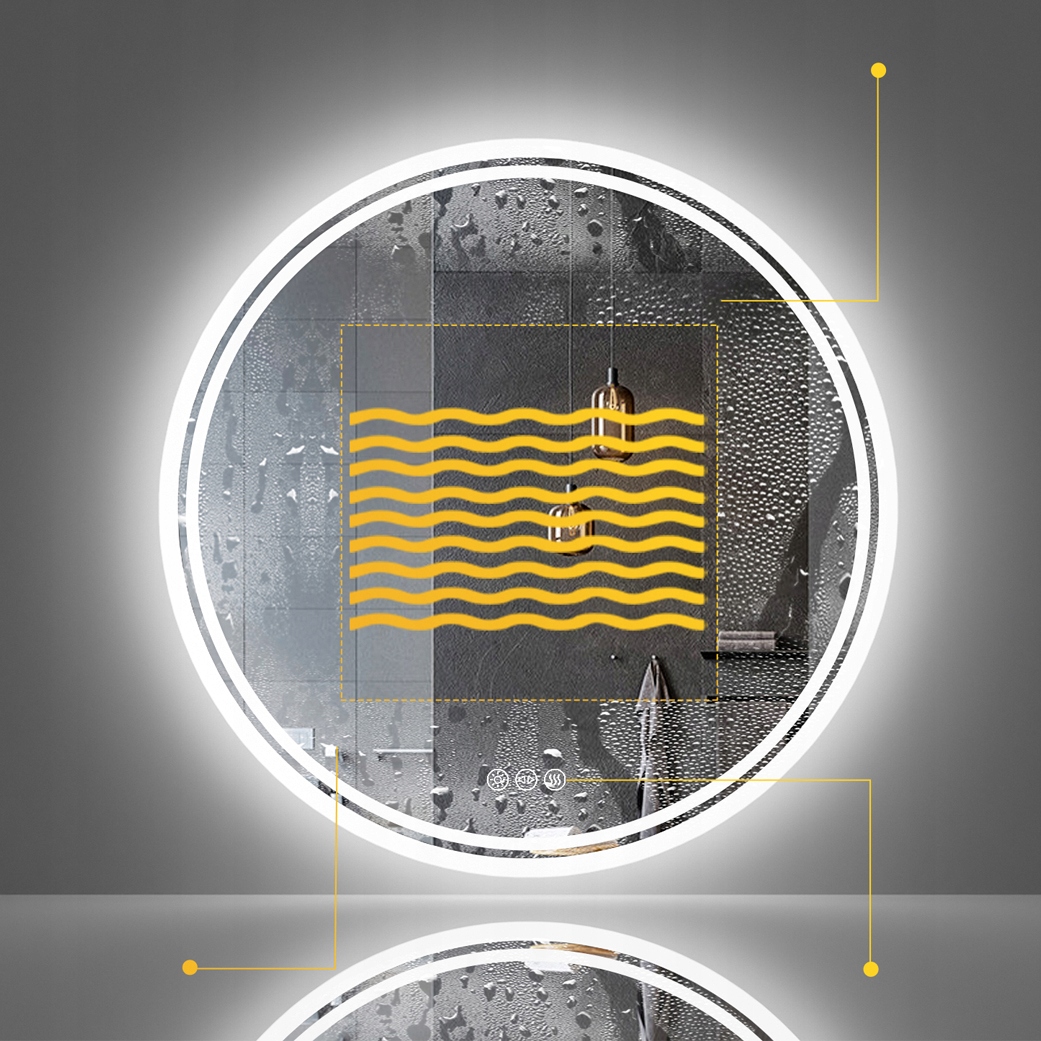 LUSTRO OKRĄGŁE LED Z WŁĄCZNIKIEM DOTYKOWYM 60X60CM