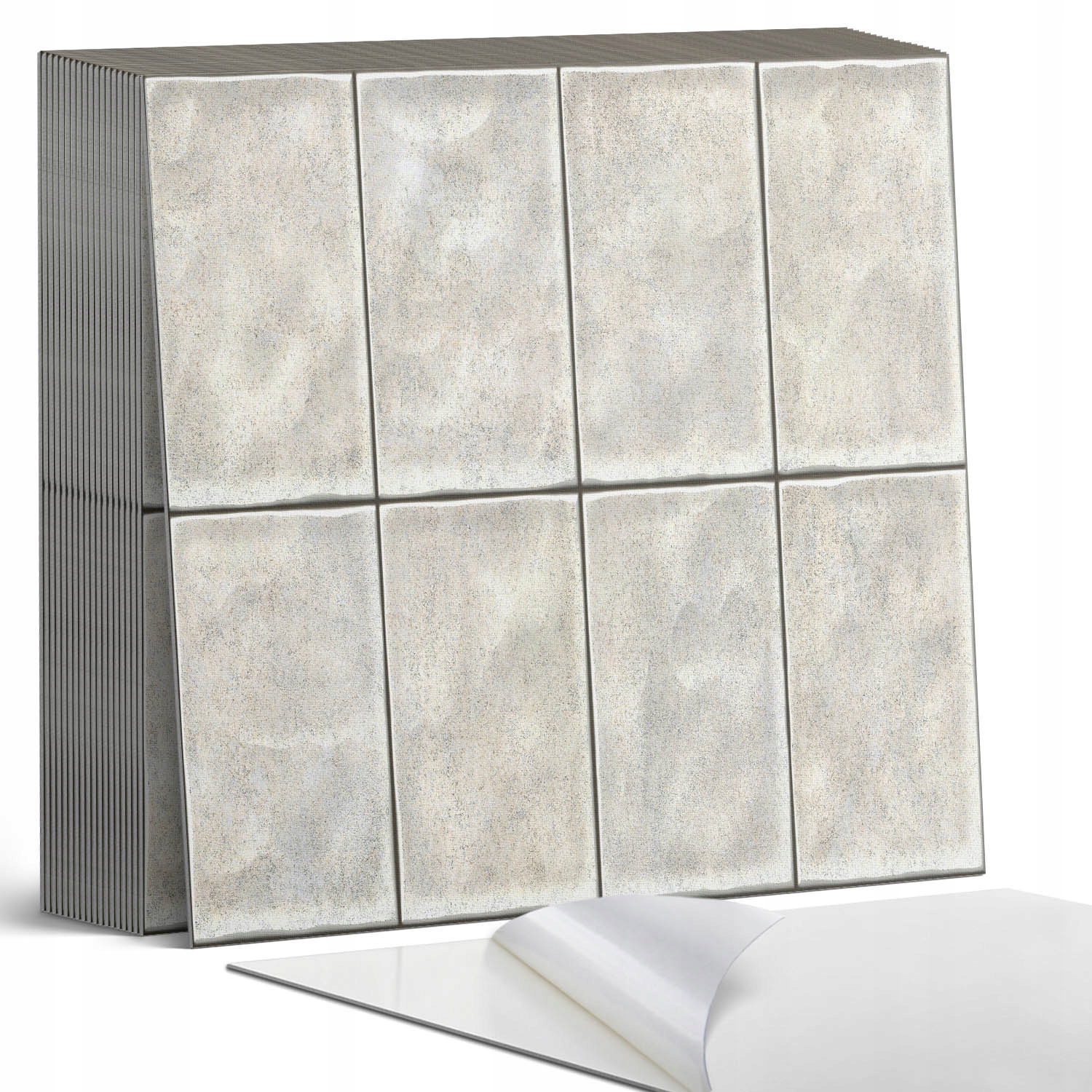 Vinylové dlaždice S Potiskem Světlé 3D dlaždice ve svislém uspořádání 20 x 20 x 20 cm