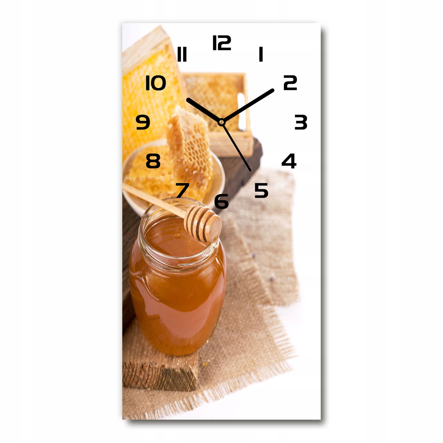 Nástenné sklenené hodiny Medové plásty 30x60 vertikálne