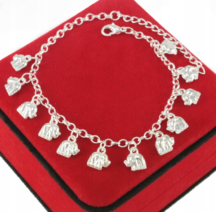 

Bransoletka Srebrna Na Nogę Ze Słonikami