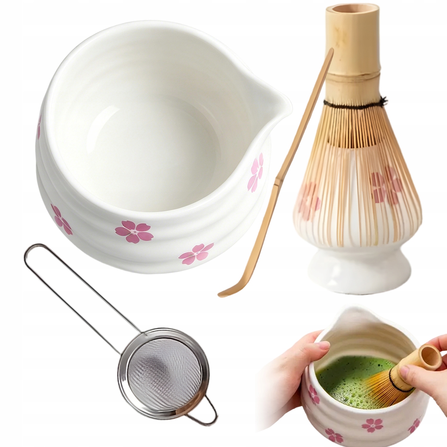Matcha Dárková Sada Keramická Miska Šlehací Metla Sítko A Lžíce