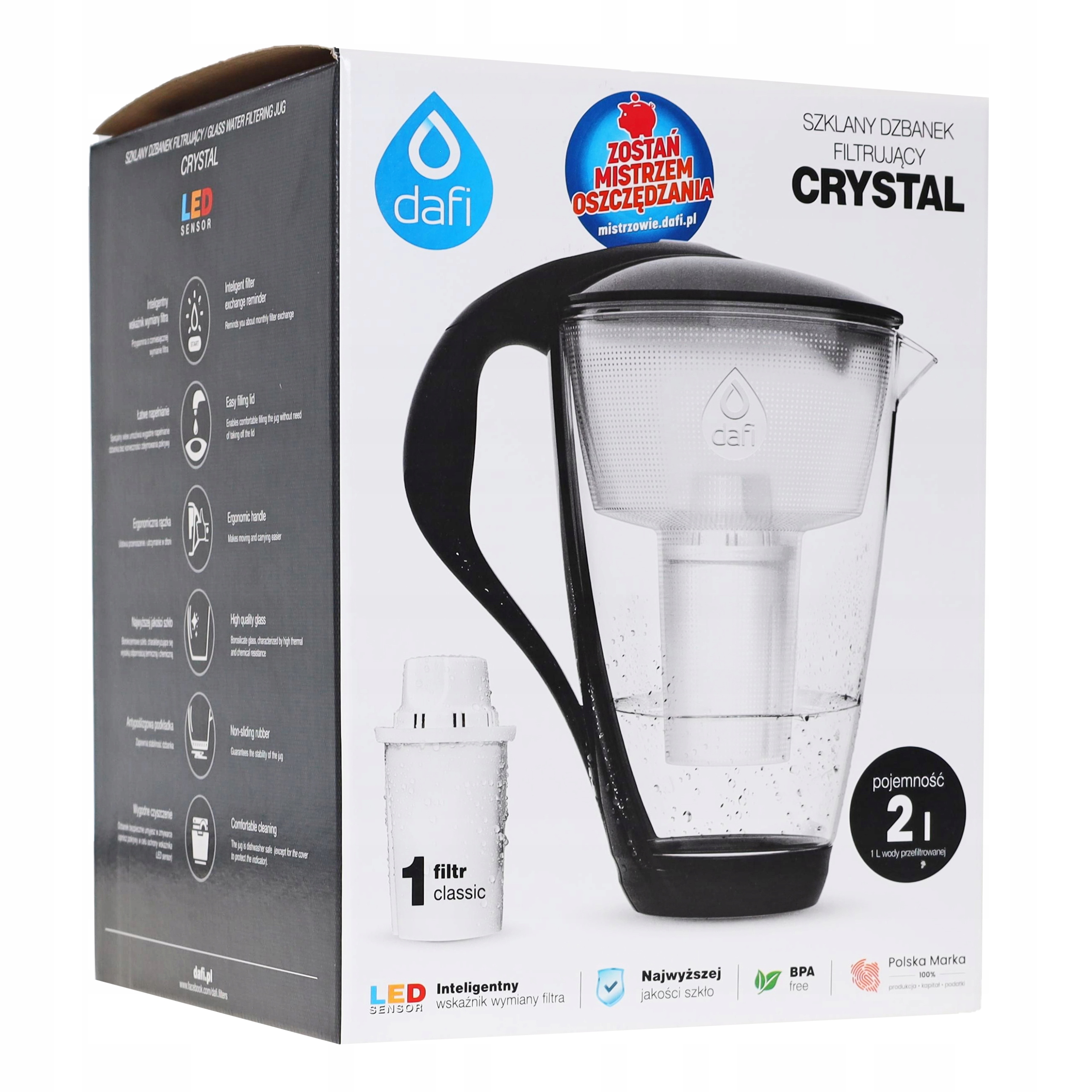 DZBANEK SZKLANY DAFI CRYSTAL LED 2L + 1 WKŁAD Marka Dafi