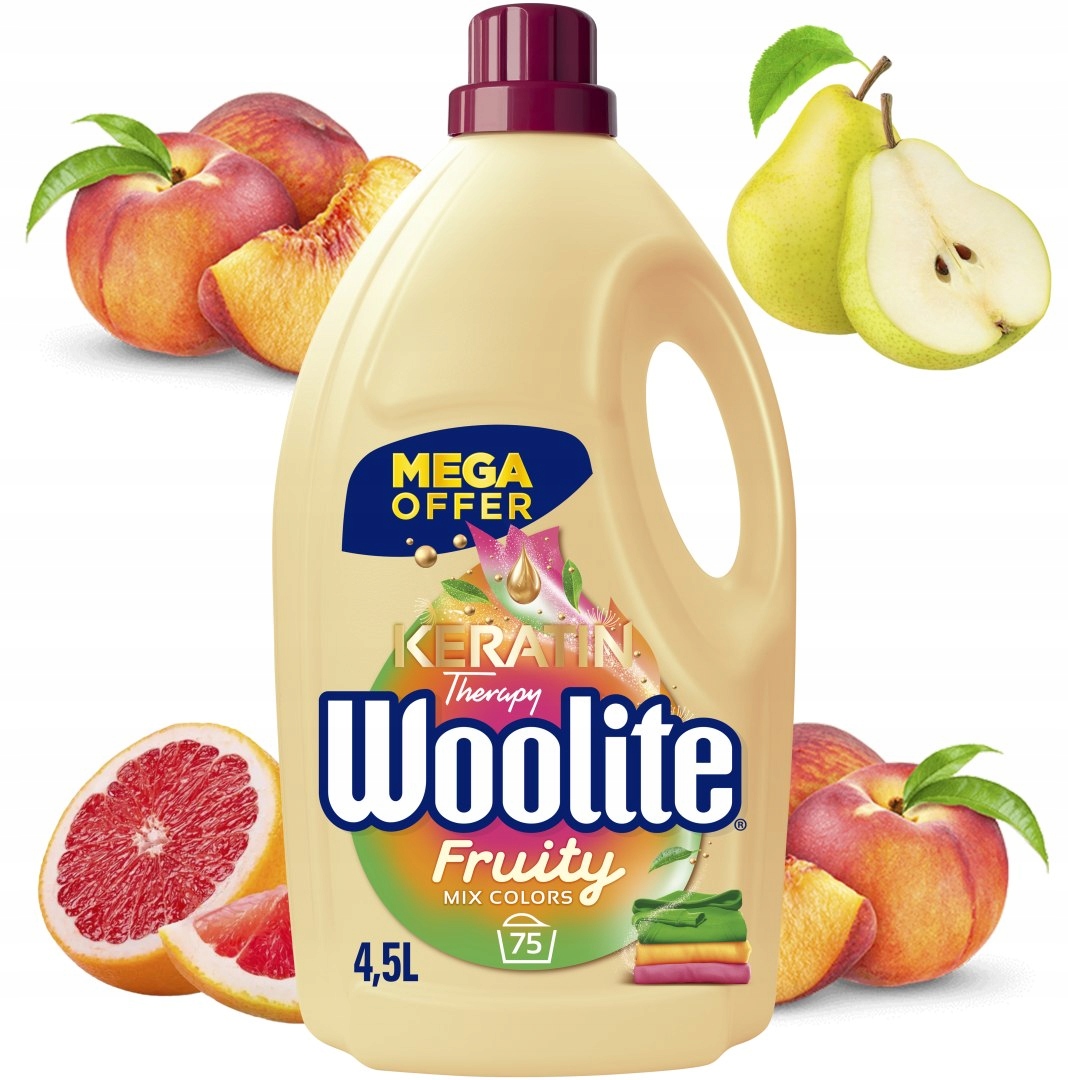 Levně Woolite Fruity pro barvy s keratinem 4,5 l/75 praní