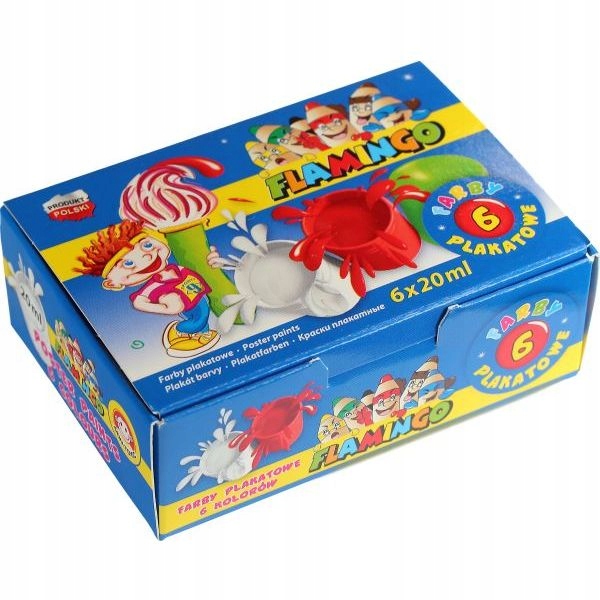 Farby plakatowe 6 kolorów 20ml Flamingo