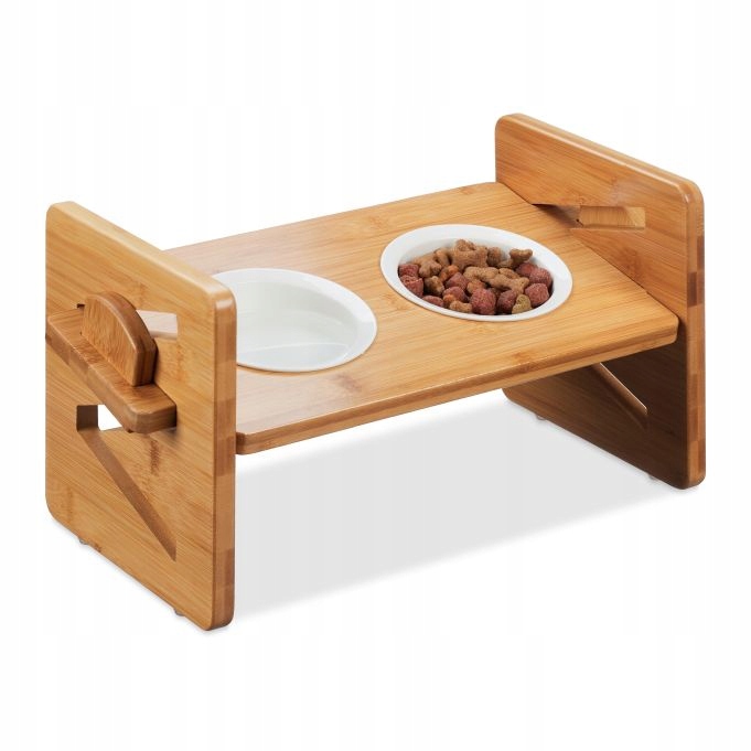 Levně misky pro psa relaxdays na bambusovém stojanu keramické