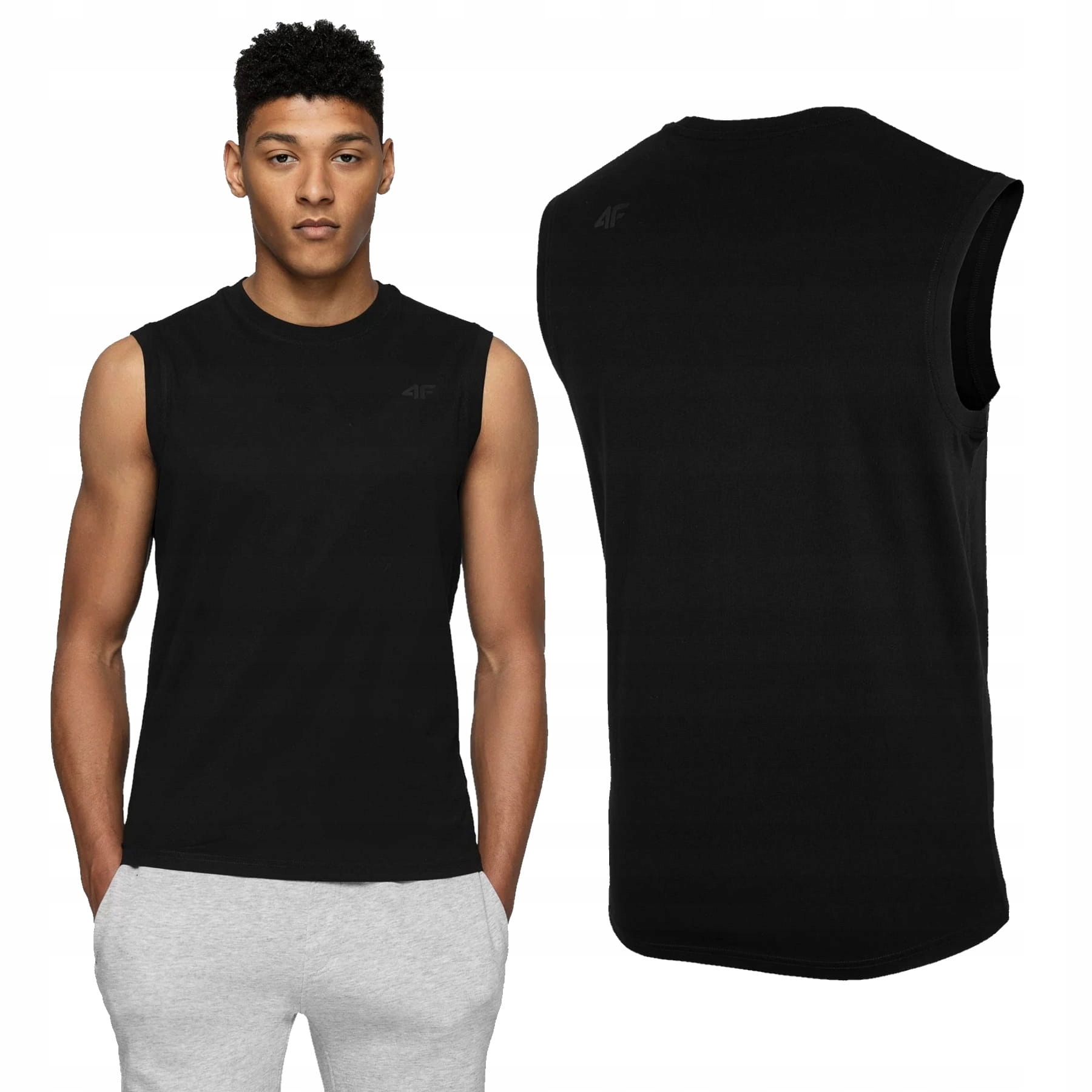 

4F Tshirt Męski Koszulka Bezrękawnik Czarny XXL