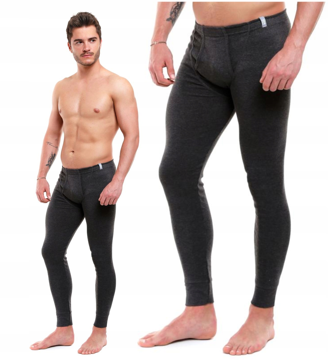 KALESONY MĘSKIE Bawełniane Ciepłe Getry Wygodne na Zimę Szare MORAJ - M