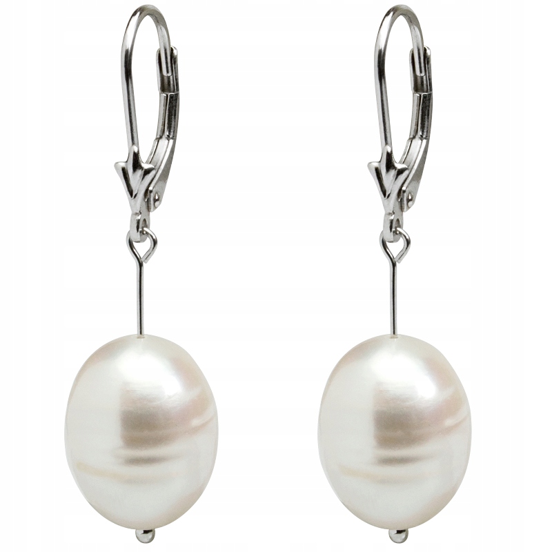 

Srebrne Kolczyki Z Prawdziwymi Dużymi Perłami