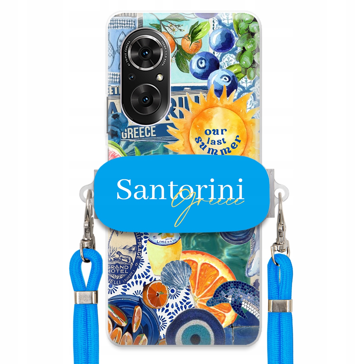 Puzdro pre Huawei Nova 9 Se Modrá Crossbody šnúra držiak Santorini Sea