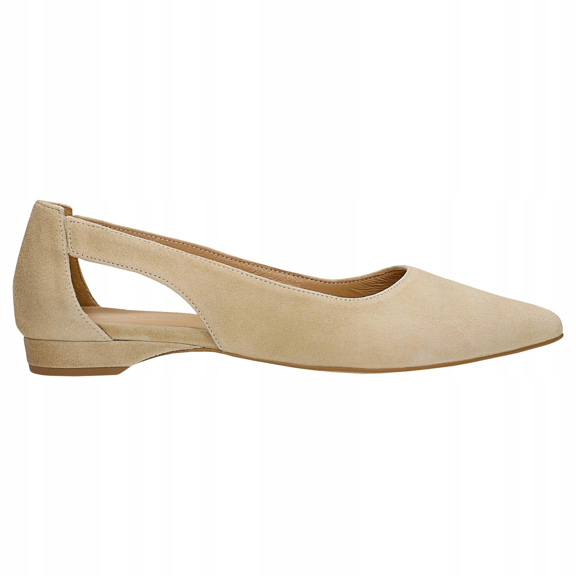 Béžové dámské baleríny s výstřihem, velikost vel.