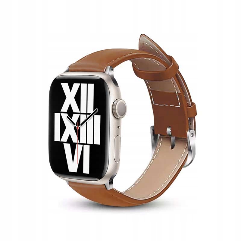 Crong Noble Band řemínek z přírodní kůže pro Apple Watch 44/45/46/49 mm mokka