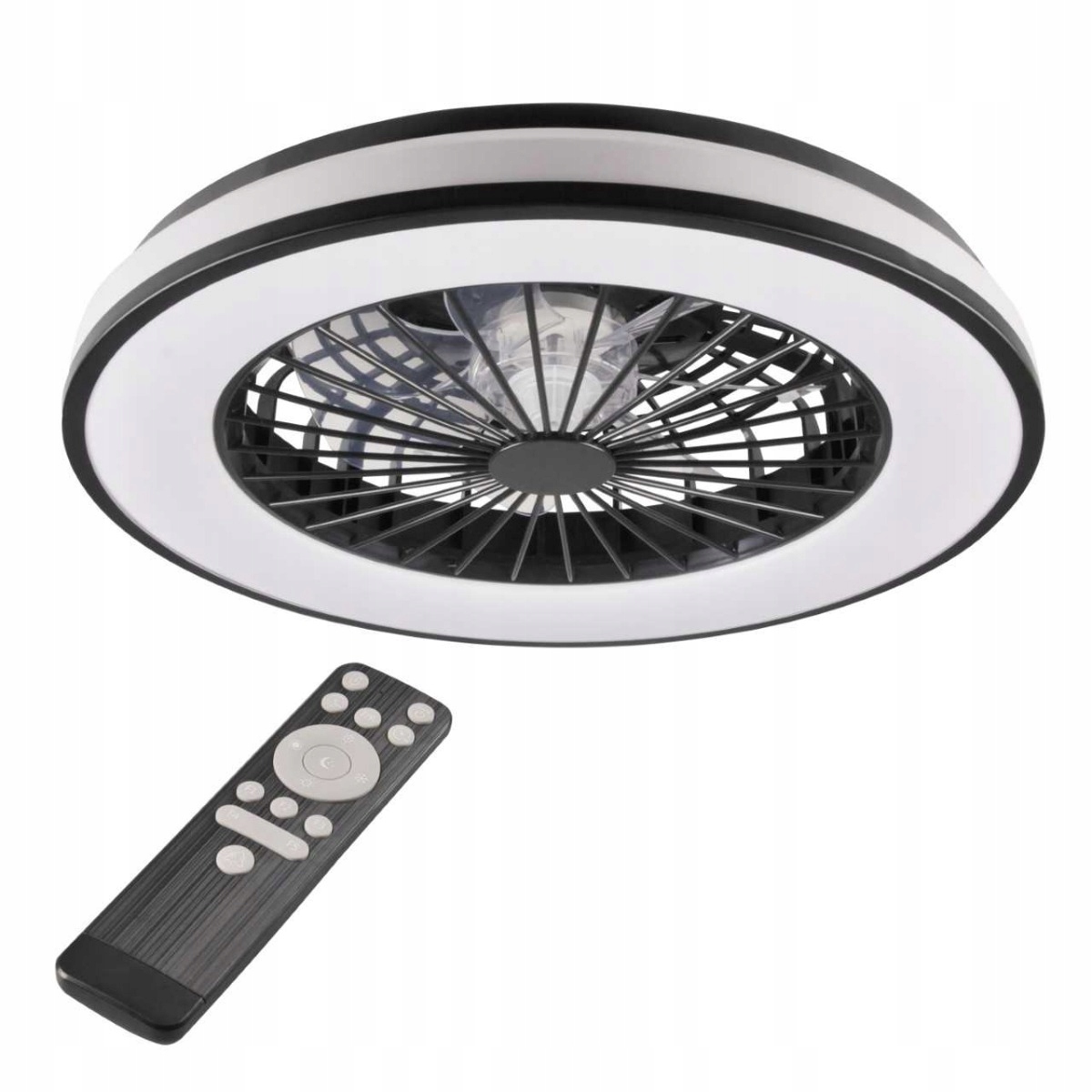 Stropný ventilátor s Led lampou a diaľkovým ovládaním čierny Kenya Polux 325808