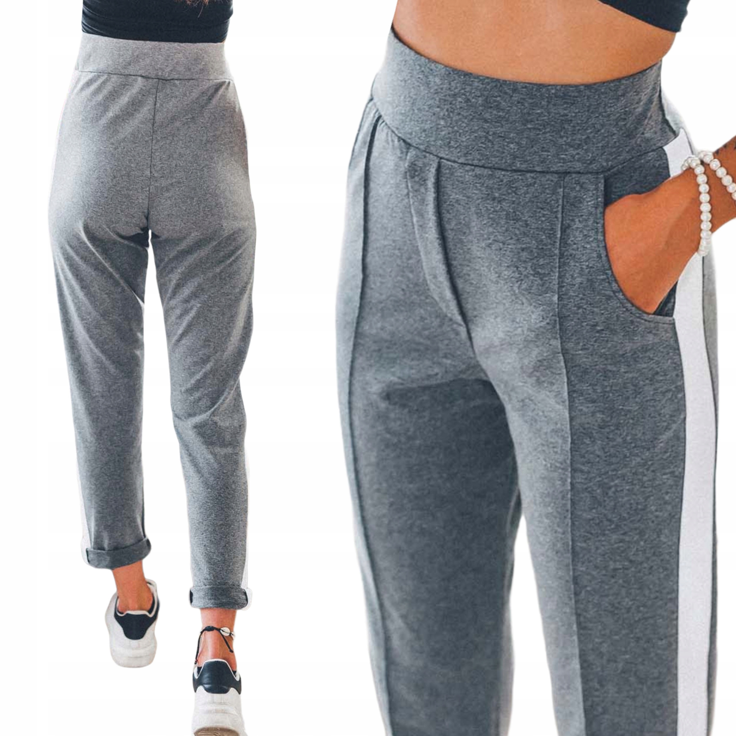 

Casualowe damskie spodnie dresowe w kant stan M