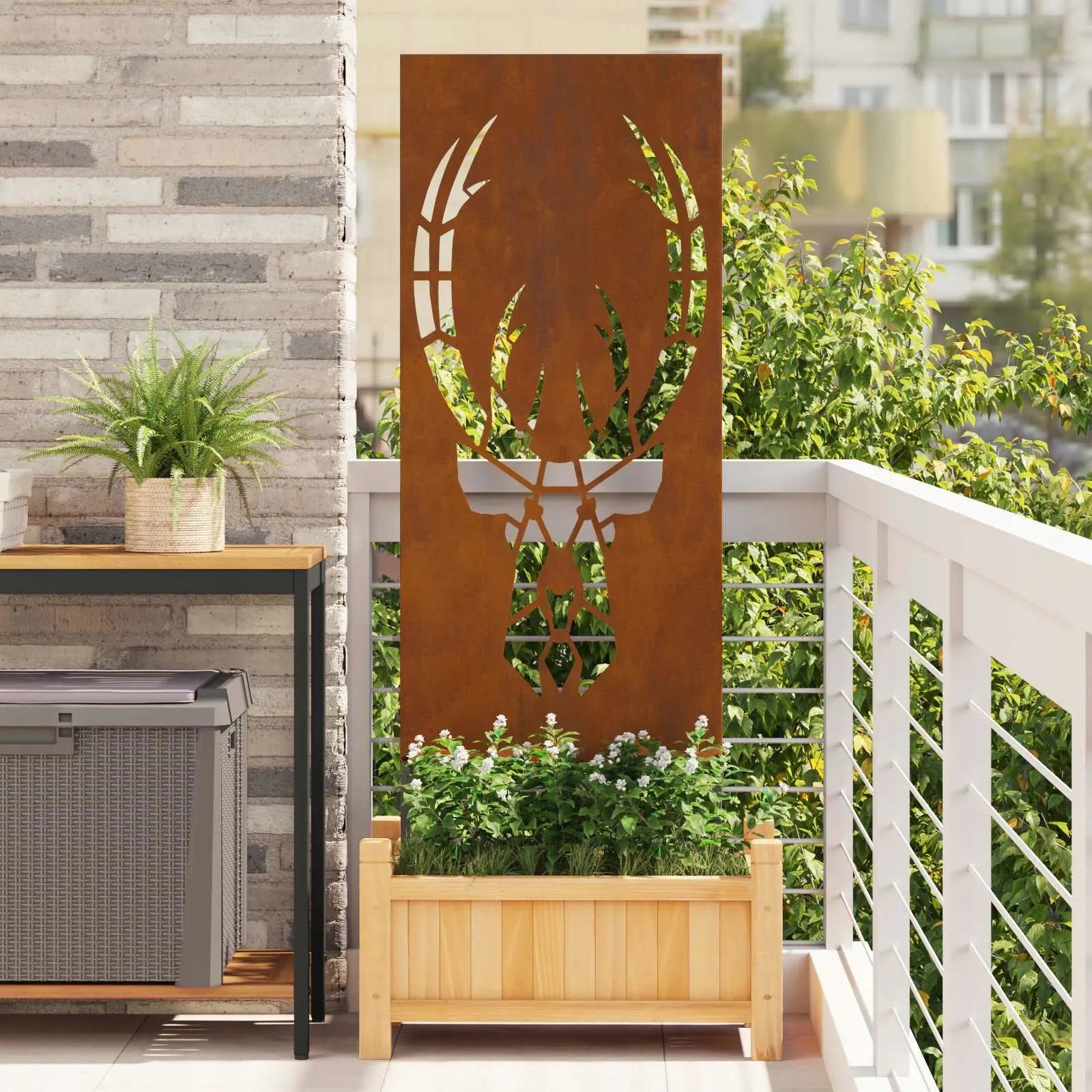 vidaXL Soukromí na zahradě Rezavá 50 x 140 cm Povětrnostně odolná ocel
