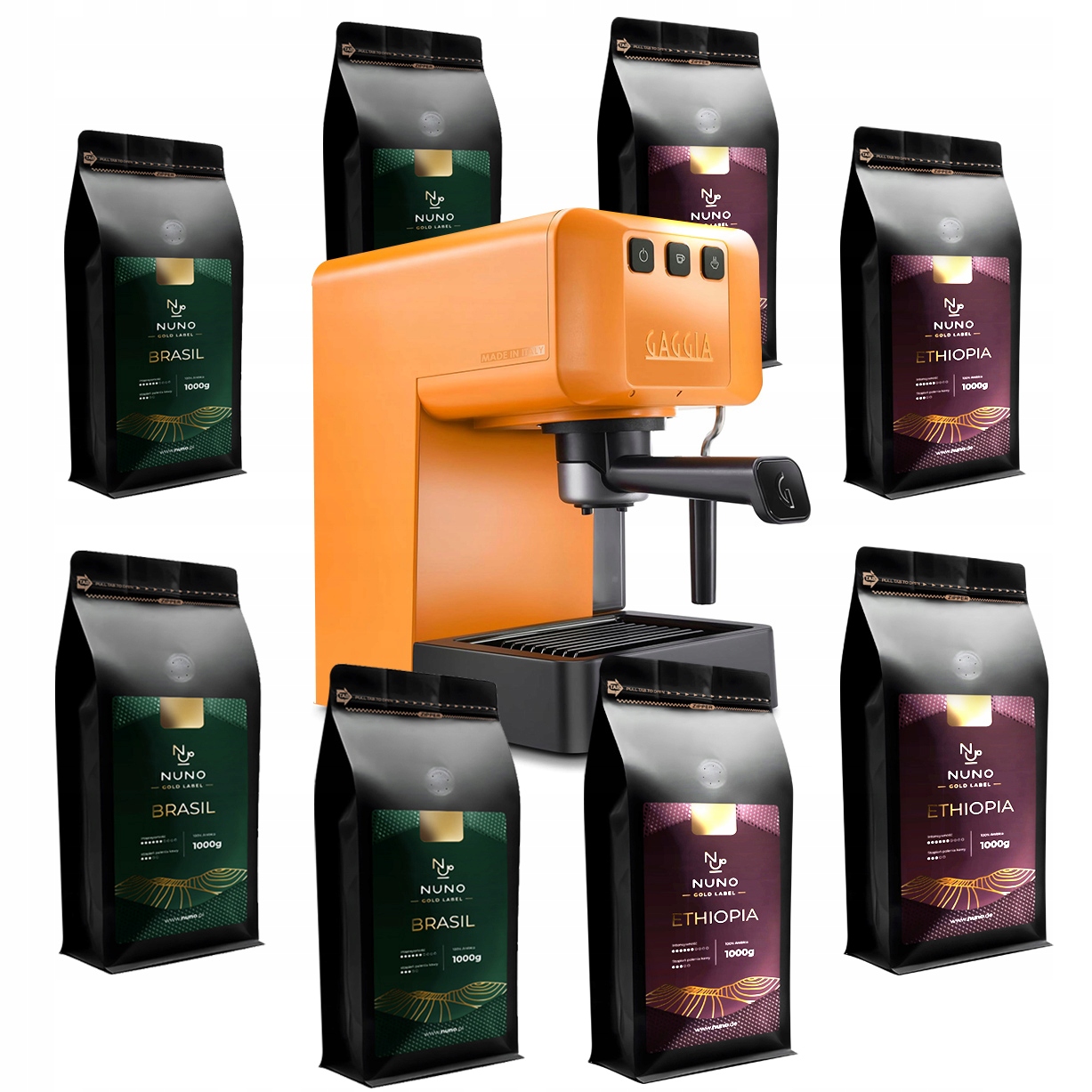 Kawa 8kg Gold Brasil Ethiopia ekspres kolbowy Gaggia EG2111 zestaw