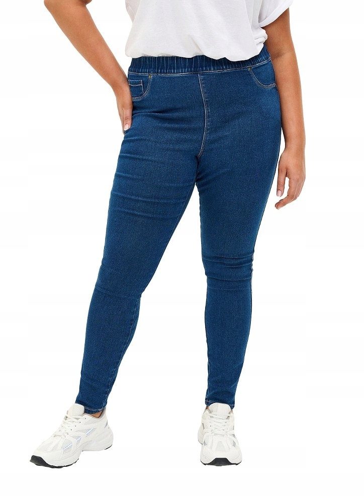 Plus Size Zizzi Modré Jeggins Kalhoty Vysoký Pas 027A 58