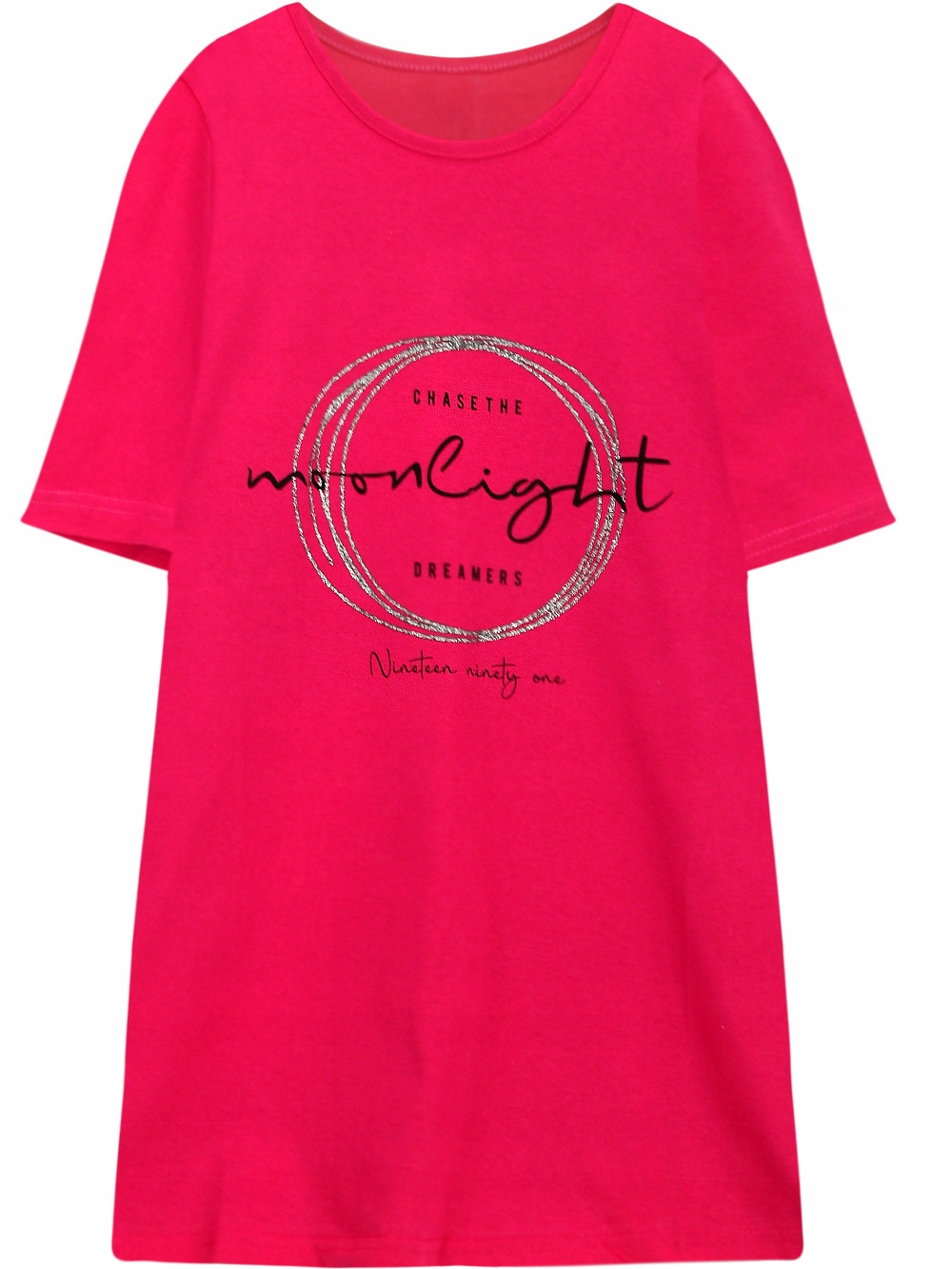 

Dłuższa Bluzka t-shirt z nadrukiem Plus size 52