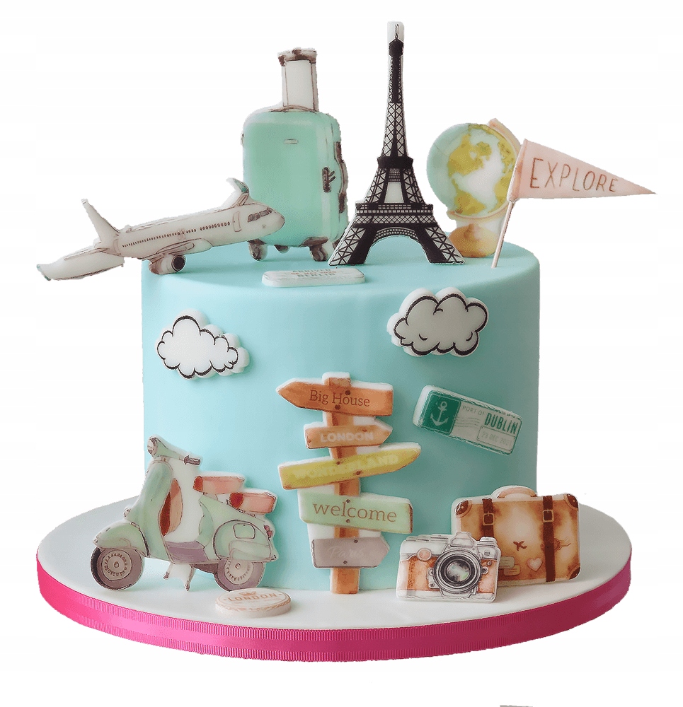 Zestaw do dekoracji tortu Podróżniczy 2D 14 el.