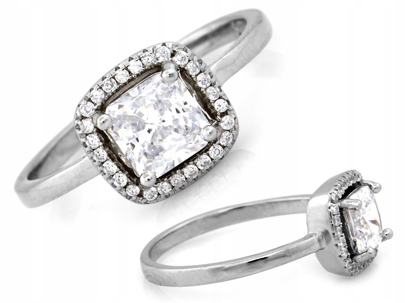 Stříbrný prstýnek 925 čtvercová markýza s bílými zirkony 3.10g R14