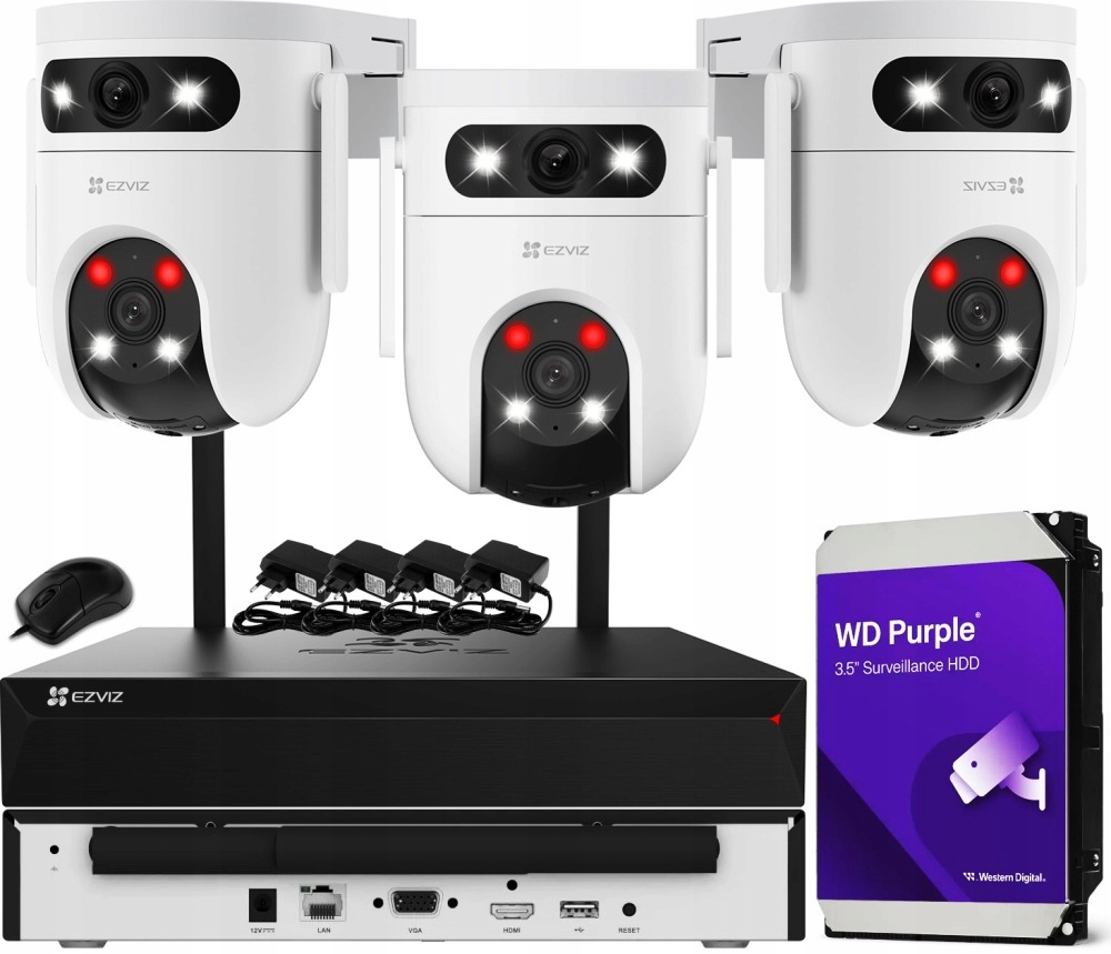 Sada monitorovania WiFi dom Ip kamera 3x H9c 3K 5MPx IR30 audio