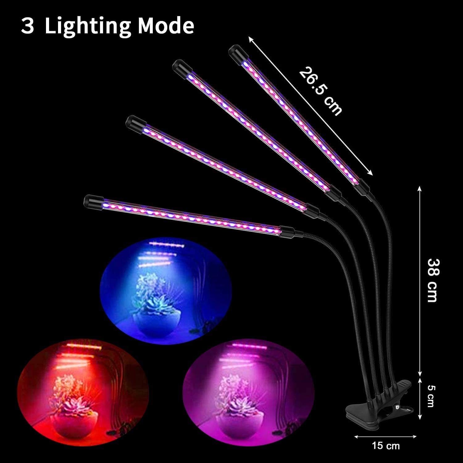 4x LAMPA DO WZROSTU ROŚLIN 80x UV LED UPRAWA TIMER KLIPS 3 TRYBÓW Marka evi