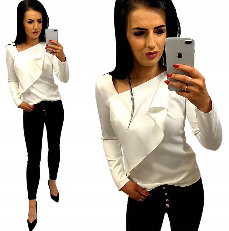 Elegantní halenka s plisovanými záložkami Ecru Bílá M