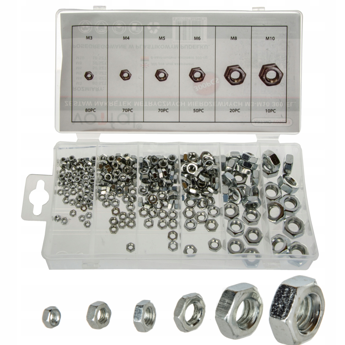 

Nakrętka Nierdzewna M3-M10 300szt. Zestaw