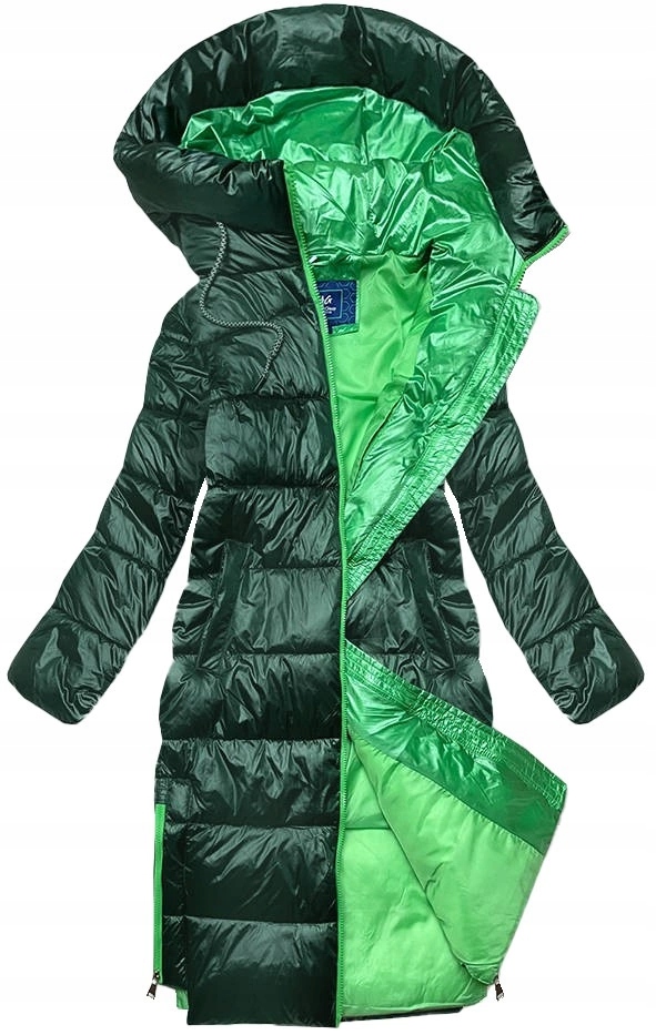 Dlouhá Bunda Kapuce AG1-J9063 Zelená S (36)