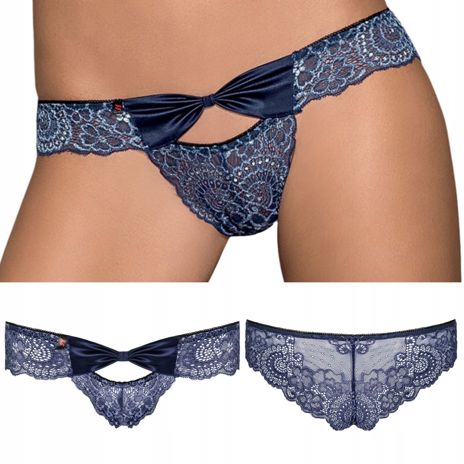 

Koronkowe Majteczki Niebieskie Figi L/XL Obsessive