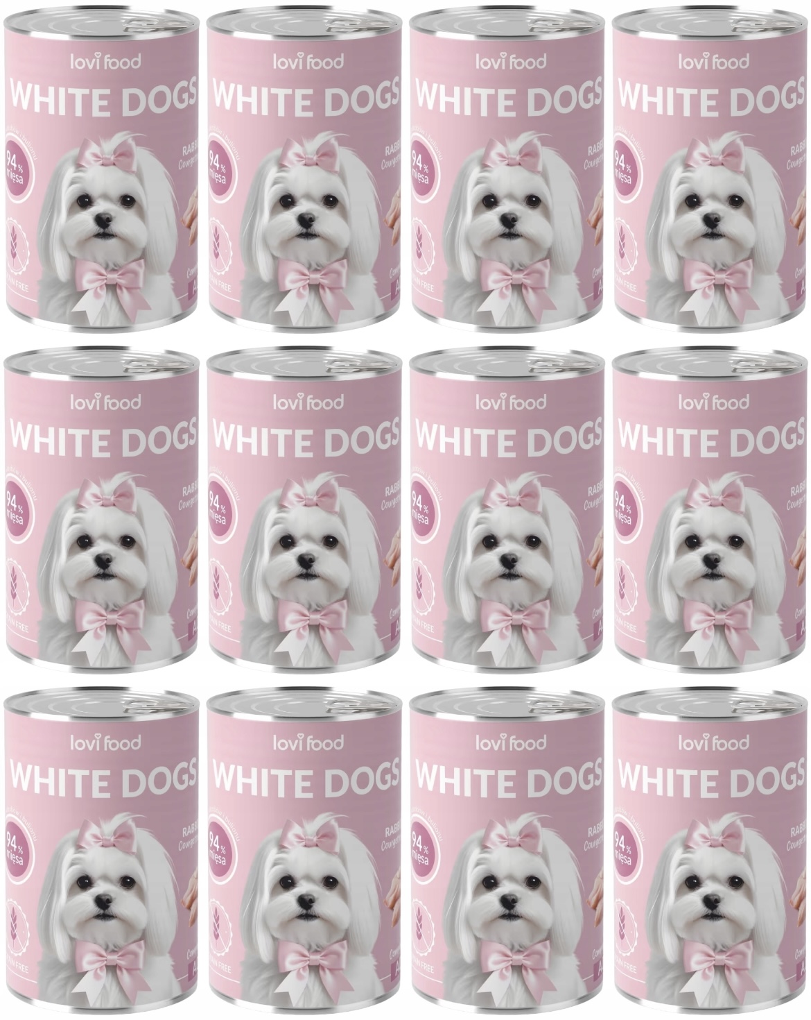 Lovi Food White Dogs mokra karma dla białych psów, królik i indyk 400g