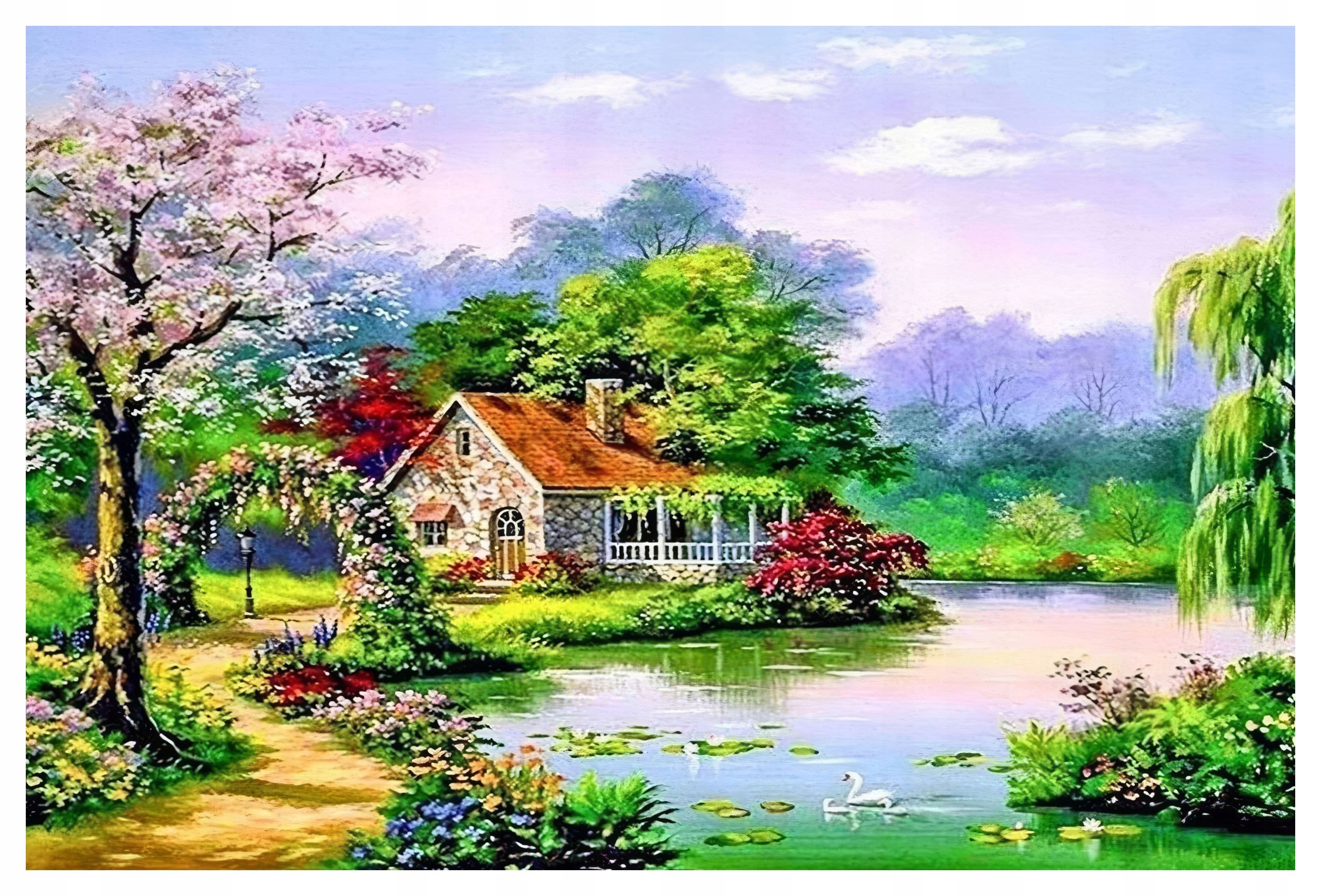 Diamantová Výšivka Diamond Painting Mozaika Letní domeček 45x65 cm Sada 5D