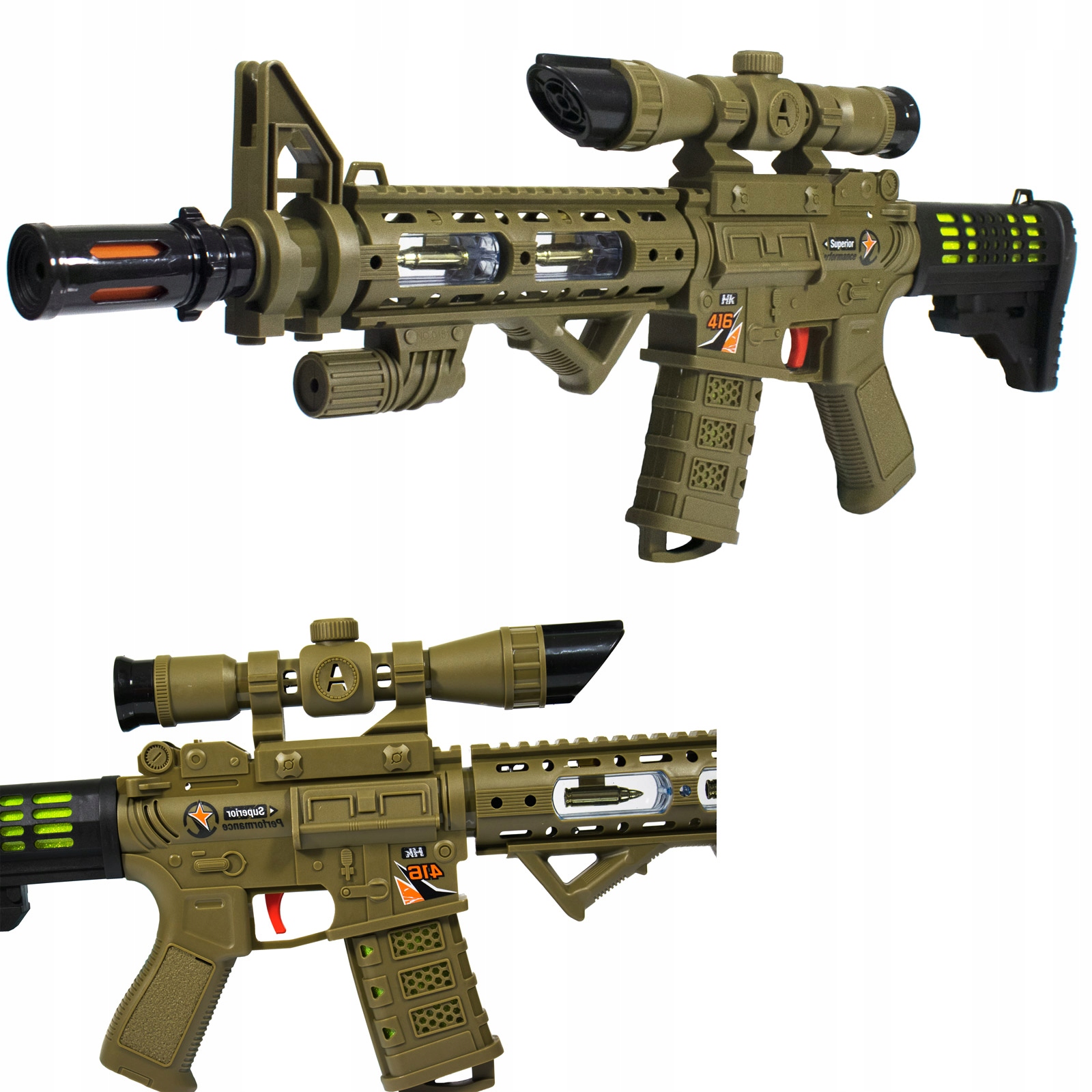 ZABAWKA BROŃ KARABIN MASZYNOWY DŹWIĘK ŚWIATŁA Rodzaj karabiny