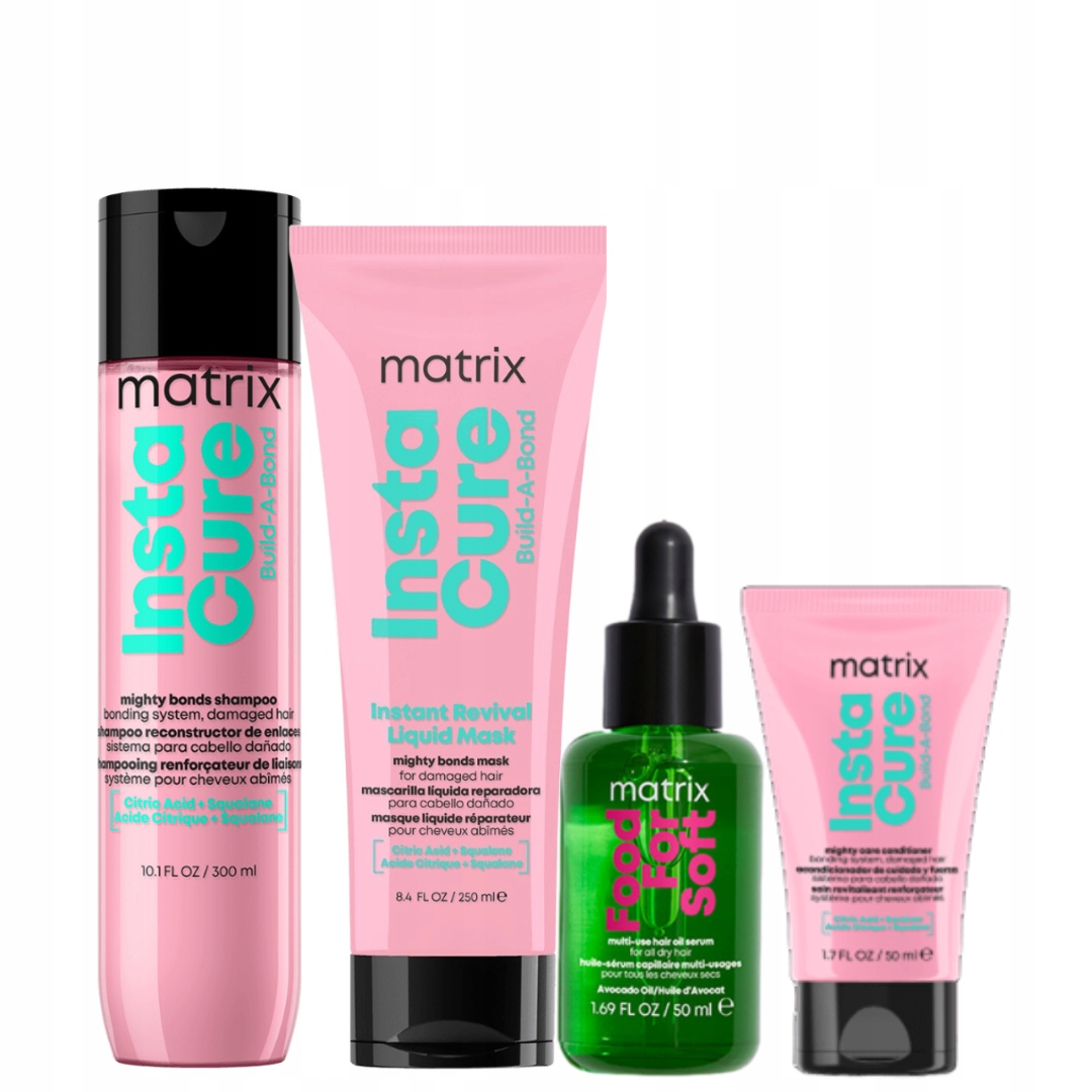 Matrix Instacure Build-A-Bond: szampon, maska, Food For Soft olejek Zestaw