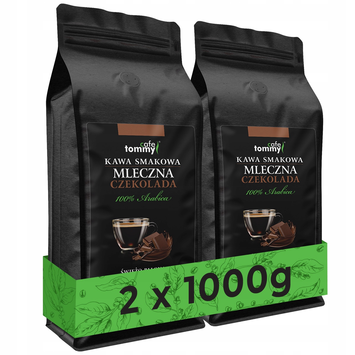 Káva chuťově zrnková Čokoládová 2x1 kg 100% Arabica Čerstvě pražená