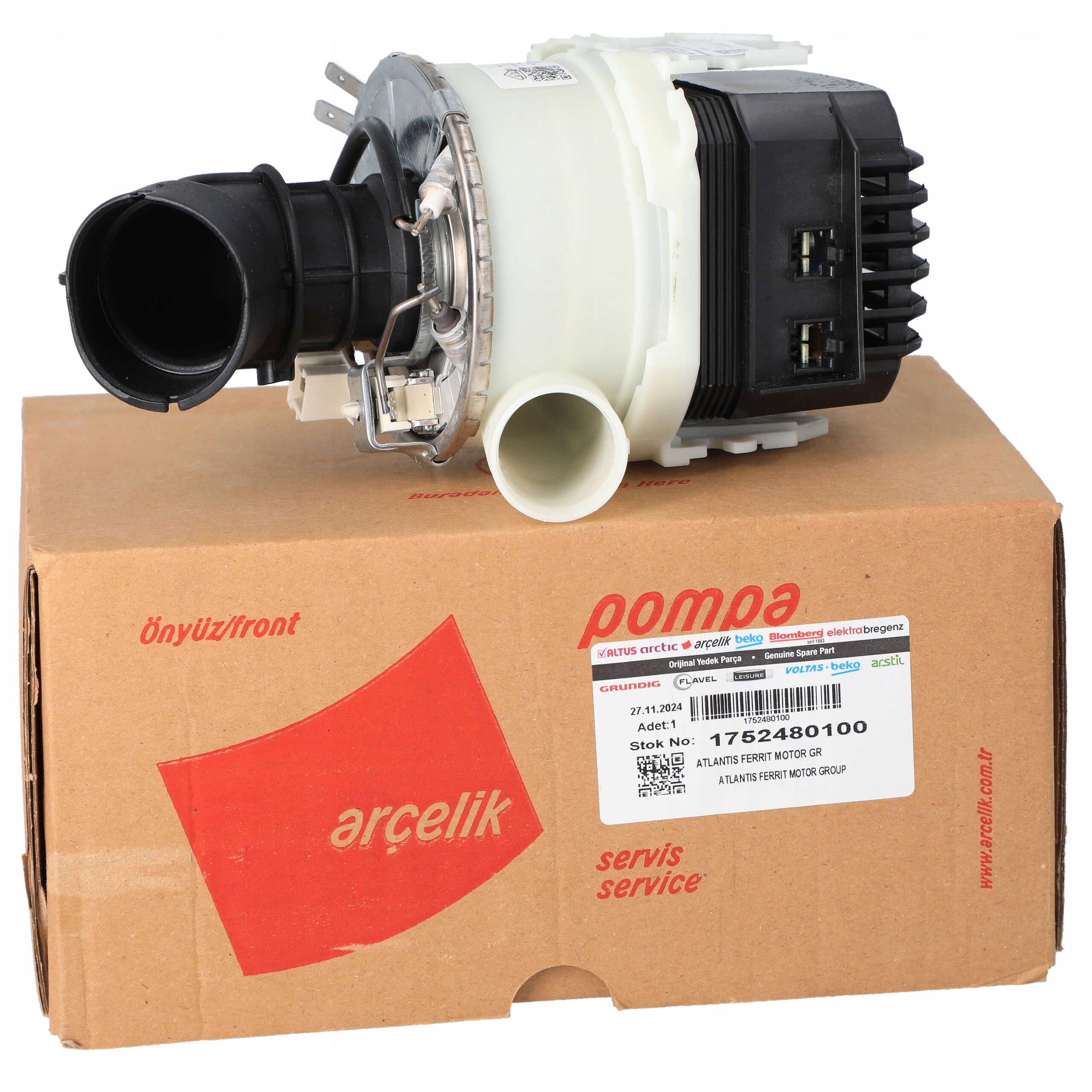 Pompa myjąca z grzałka do zmywarki Beko Arcelik Grundig 1752480100 45W