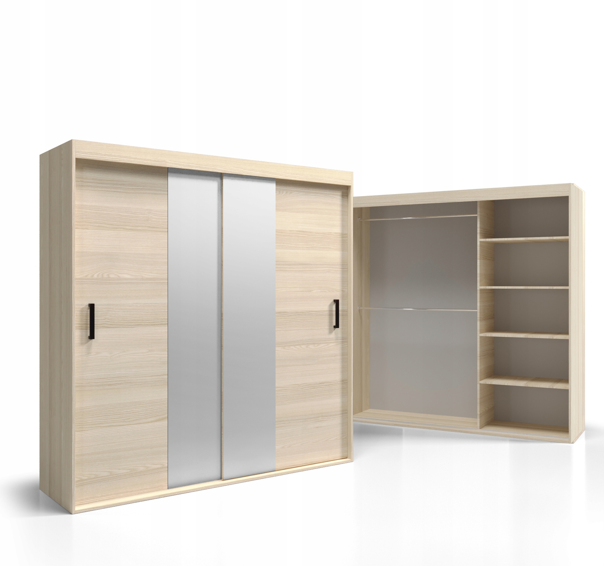 Skříň Šatní skříň Se Zrcadlem 110x220 Posuvné dveře Deska 18 mm VSZ21 O-sofa